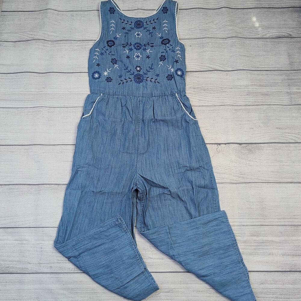 8/9 Boden Embroidered Chambray Romper